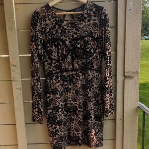 Lulu's Black and Pink Long Sleeve Bodycon Dress